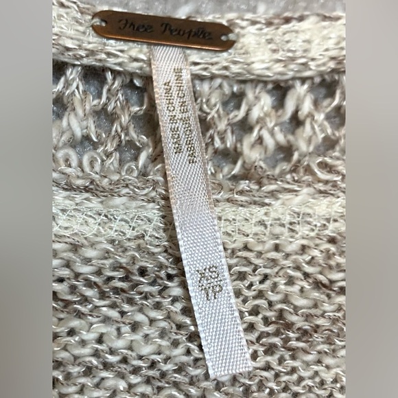 Free People Black and Cream Crew Neck Tunic Sweater High Low Hem Women XS - Picture 5 of 6